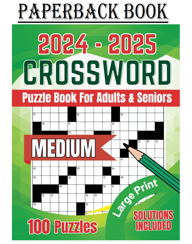 2024-2025 Crossword Puzzle Books For Adults Large Print 100 Puzzles With Solutio