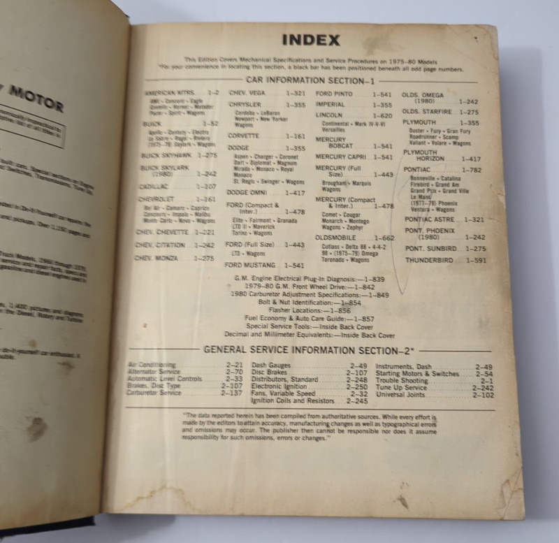 Motor Auto Repair Manual 1980 Models 1975 - 1980 43rd Edition Chevy Ford Pontiac gallery