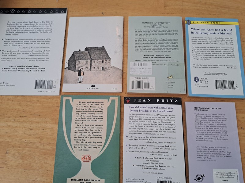 Lot 7 JEAN FRITZ Books Ben Franklin, pocahontas, American history homeschool gallery