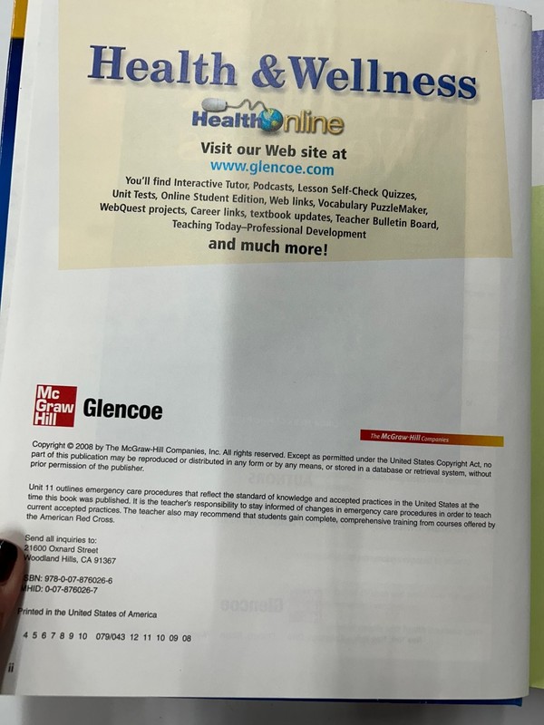 Health & Wellness Meeks Heit 2008 McGraw-Hill Glencoe Textbook gallery