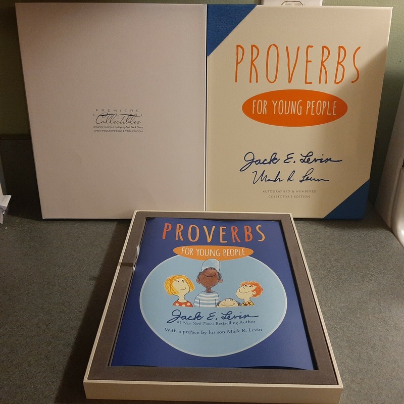 HAND SIGNED JACK E. & MARK LEVIN PROVERBS FOR YOUNG PEOPLE COLLECTOR’S EDITION
