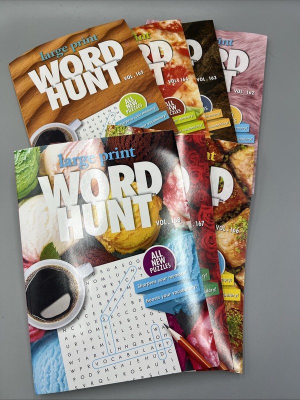 Lot Of 7, PaPP Large Print Word Hunt Puzzle Books, Word Search. Vol 162-168