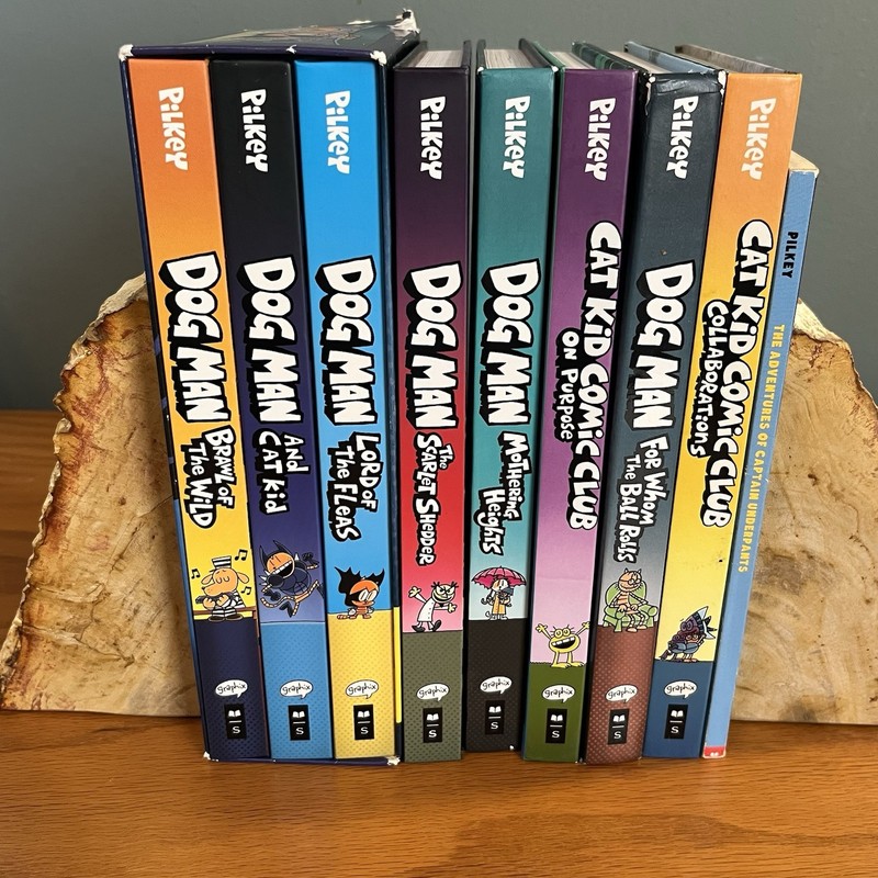 Collection Dog Man and Cat Kid Hardcover Books (8) plus (1) PB Captain Under…