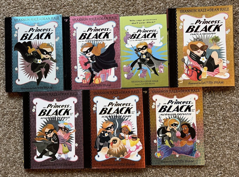 Lot of 7 The Princess in Black Shannon Hale (#s 1-6 and 9) 4 HC/3 PB *VGUC*