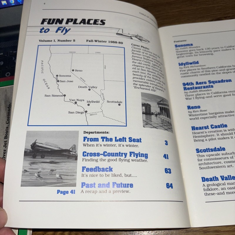 Fun Places to Fly Flights for fun in California and the West Fall Winter 1988-89 gallery