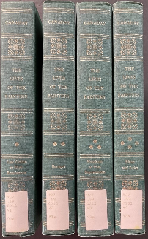 THE LIVES OF THE PAINTERS: VOLUMES 1-4 by John Canaday (1969, HC, Ex-Library) G