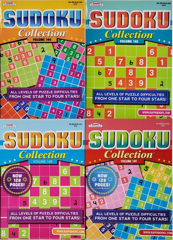 4 New Sudoku Collection Puzzle Books Vol#144,145,148,149 KAPPA GAMES Hobby Fun