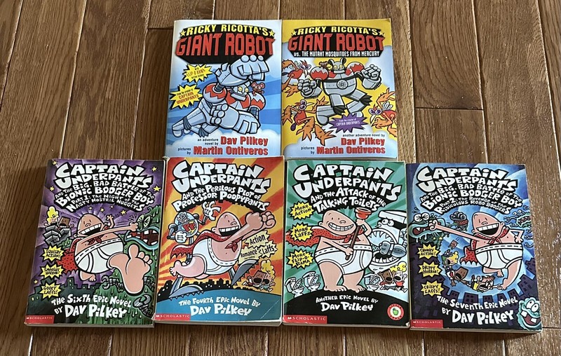Dav Pilkey Book Lot, Set Of 6, Vintage, Captain Underpants, Ricky Ricotta