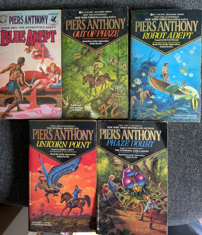 5 PB by Piers Anthony Apprentice Adept Series: Blue Adept + Out of Phaze + Robot