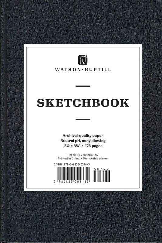 Sketchbook-Black Blank Book-5 1/2 x 8 1/4″, Watson-Guptill Publications, Good Bo