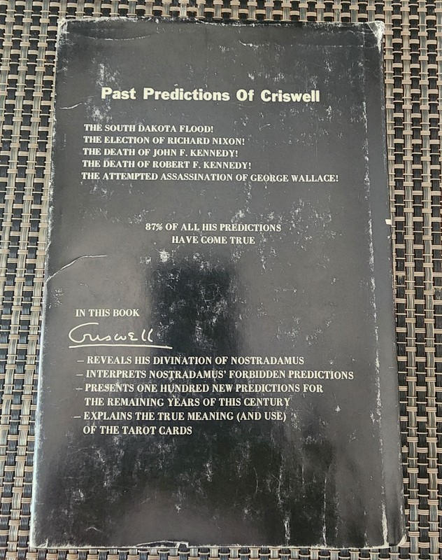 Criswell's Forbidden Predictions Nostradamus Tarot 1972 First Edition DJ gallery