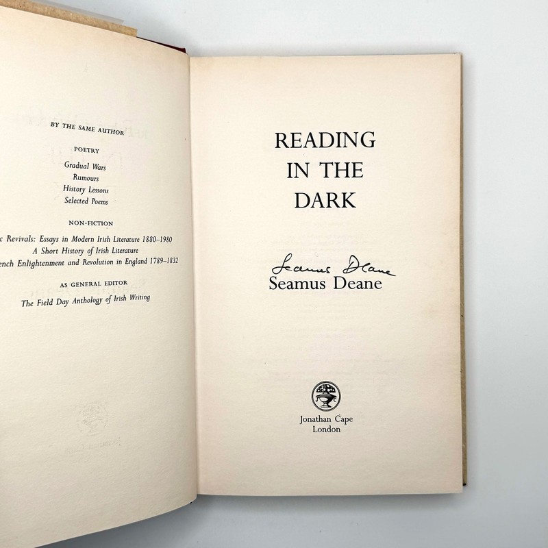 SIGNED - Reading in the Dark by Seamus Deane - 1st Edition 1st Printing HC gallery