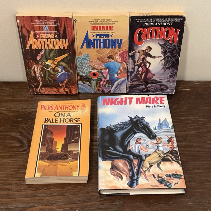 Lot Of 5 Piers Anthony Vintage Books! VG, Ox, Omnivore, Night Mare, Chthon