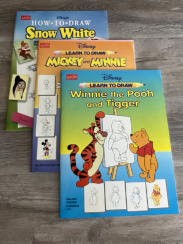 Disney How To Draw Lot Books Snow White Pooh Mickey Minnie 1993 Walter Foster