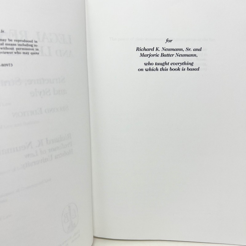 Legal Reasoning and Legal Writing Structure strategy and style Second Edition gallery