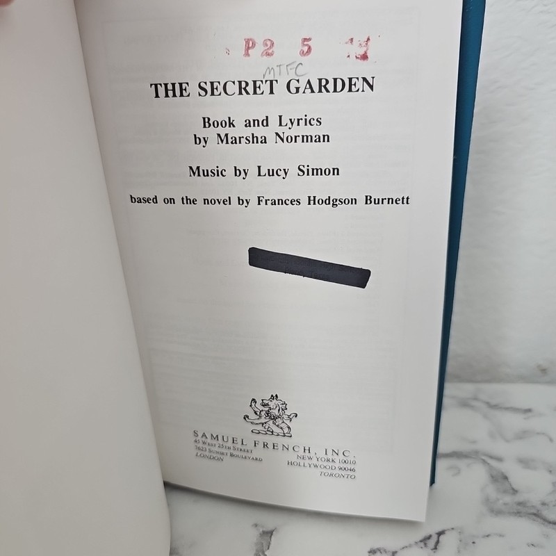 Samuel French The Secret Garden Hardcover Book And Lyrics By Marsha Norman gallery