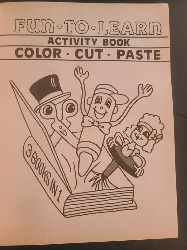 NEW CLEAN No marks VINTAGE 1990 FUN TO LEARN ACTIVITY BOOK COLOR, CUT, PASTE gallery