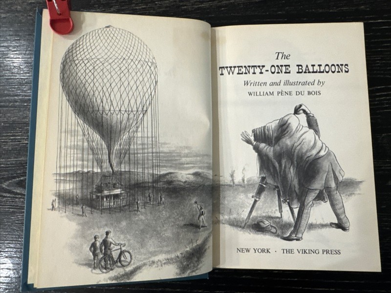 The 21 Balloons by William Pene du Bois, 1947 Viking Press, Book Club Ed. PO-VG+ gallery