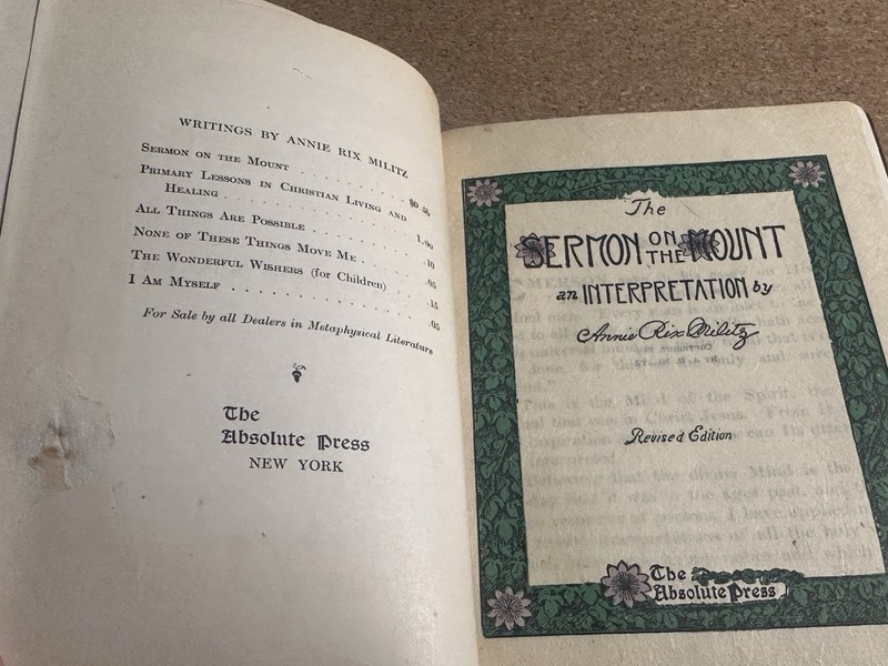 The Sermon on the Mount Annie Rix Militz 1904 SC Antique Christian Bible Book gallery