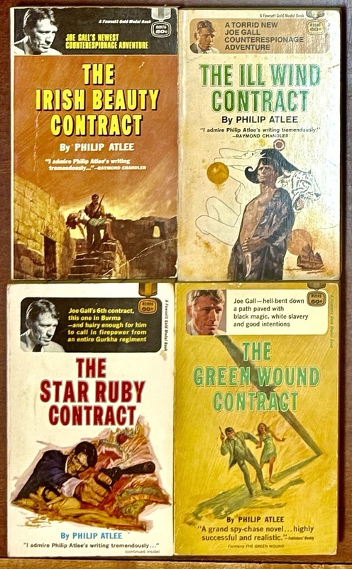 Joe Gall Lot of 4 Vintage Paperbacks by Philip Atlee #1, 2, 6, 9, Fawcett, VG