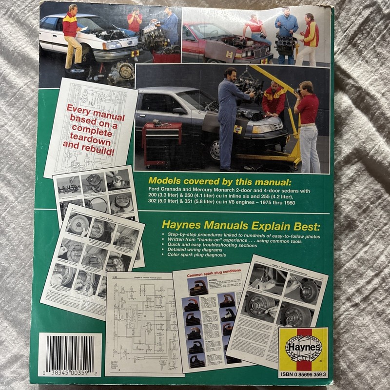Haynes Ford Granada Mercury Monarch 1975 - 1980 Workshop Manual #359, 2 & 4 Door gallery