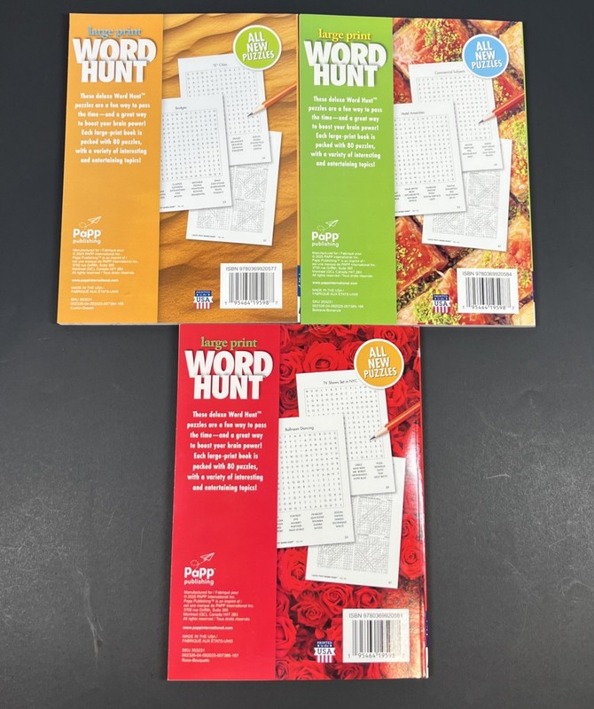 LOT OF 3 PaPP Large Print WORD HUNT Word Search Puzzle Books vol. 165 - 167 gallery