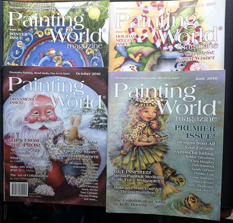 4 PAINTING WORLD MAGAZINES 2016 Decorative Tole Folk Art Mixed Media