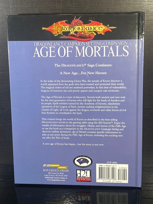 Sovereign Press DRAGONLANCE Lot AGE OF MORTALS hc SPECTRE SORROWS Set DM SCREEN gallery