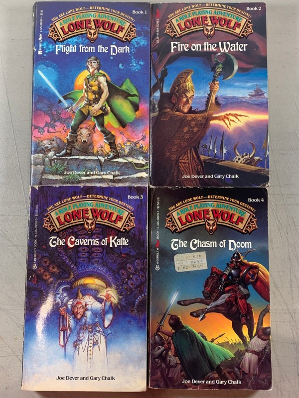 1985-1989 Lone Wolf 1-4 1 2 3 4 Lot Roleplaying Adventure CYOA Books PB