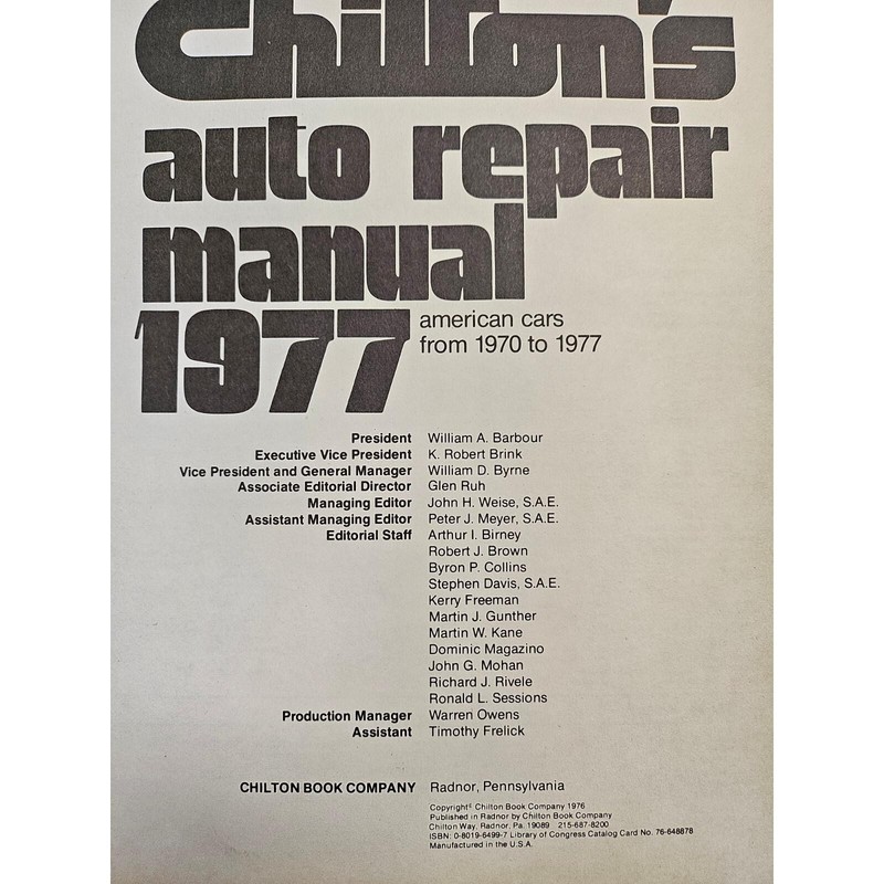 1977 Chilton's Auto Repair Manual for American Cars from 1970 - 1977 Hardback gallery