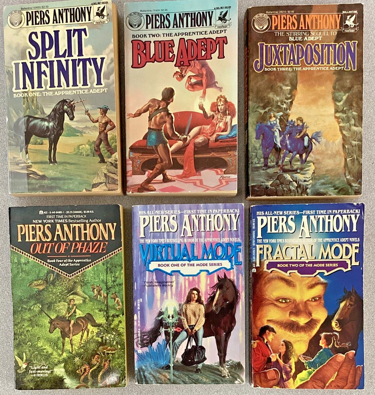 Piers Anthony: Lot of 6, Apprentice Adept 1 – 4, The Mode 1 – 2, Paperback