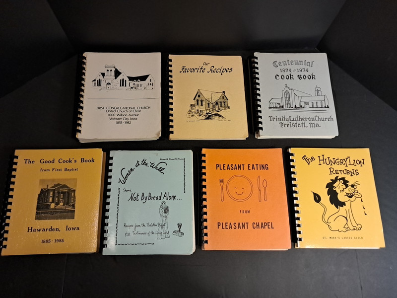 LOT OF 7 VINTAGE SPIRAL BOUND COOKBOOKS CHURCH OTHER GROUPS 1970s 1980s