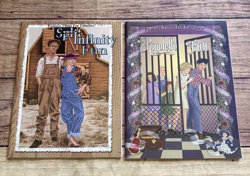 Feature Films For Families Activity Book Lot Of 2 RIGOLETTO FUN Split Infinity