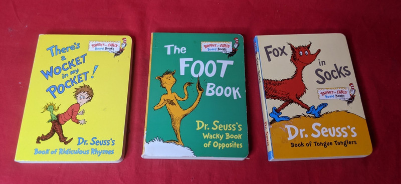Lot Of Three 6X5 Dr. Seuss Hardcover Books The Foot Book/Fox In Socks