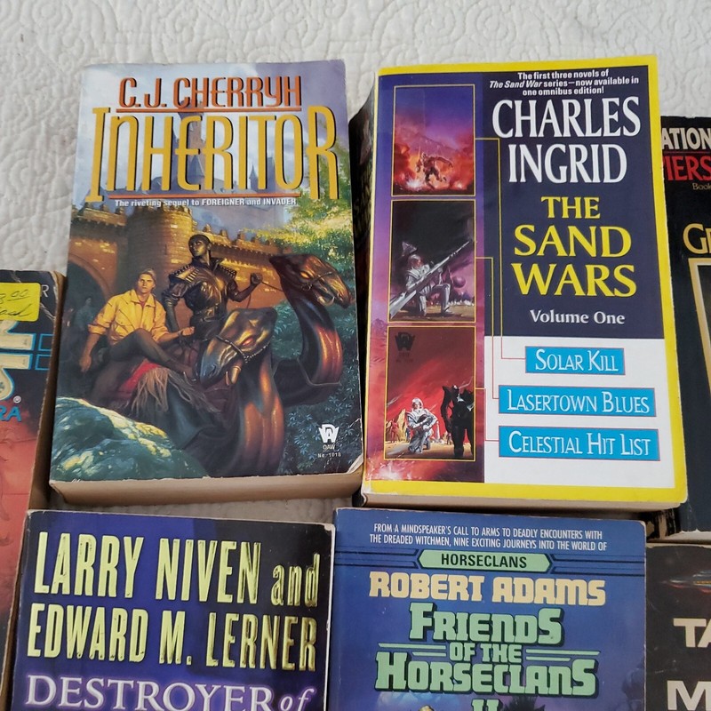 Science Fiction Lot of 9 Fantasy PB Vintage Books Cherryh, Anthony, Adept, Niven gallery