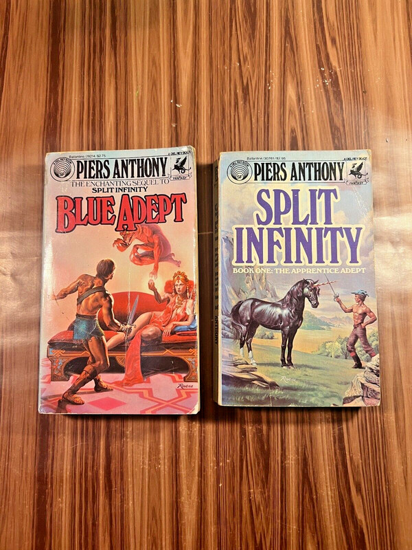 Piers Anthony Split Infinity Blue Adept Paperback Book Lot Sci-Fi Vintage 80’s