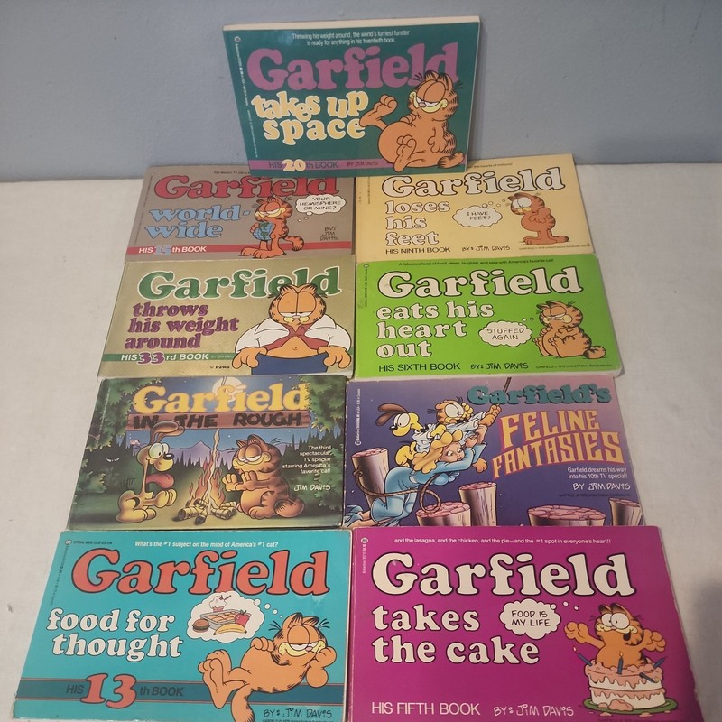 Garfield Book Lot Of 9! Classic Vintage Comics by Jim Davis Humor