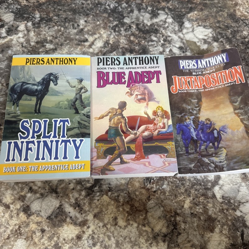 Piers Anthony Book Lot 1, 2, 3, Split Infinity Blue Adept Juxtaposition