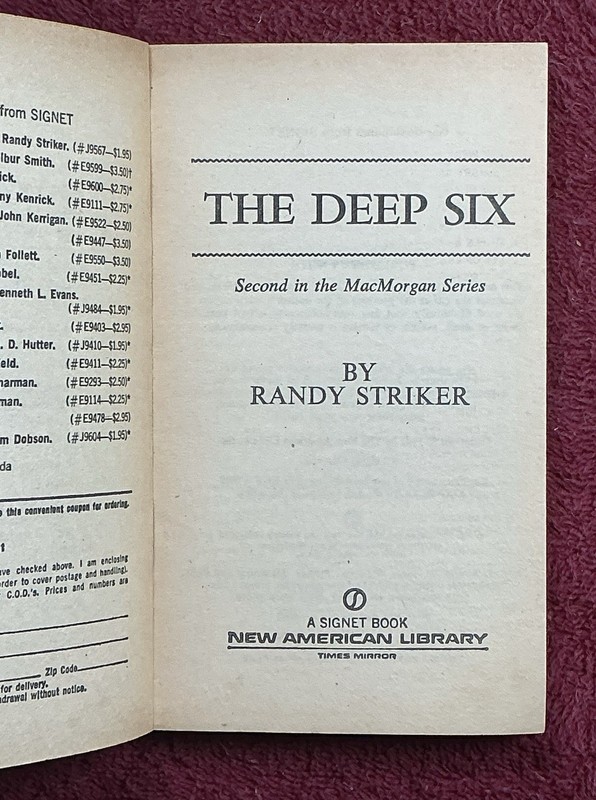 Mac Morgan Book# 2 The Deep Six Randy Striker First Printing gallery