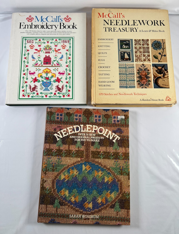 Lot of 3 Needlework & Crafts Hardcover Books, McCall’s Embroidery, Needlework