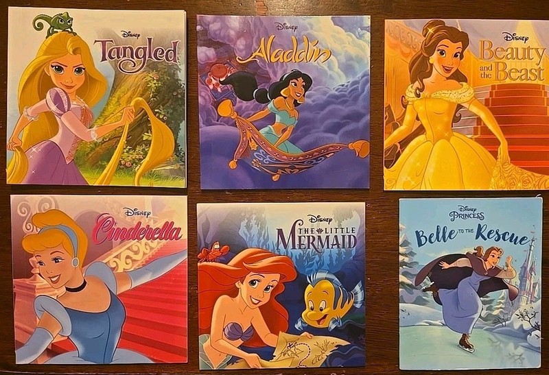 6 DISNEY PRINCESS Mini Books AUTUMN PUBLISHING 20-21 Aladdin Cinderella Belle +