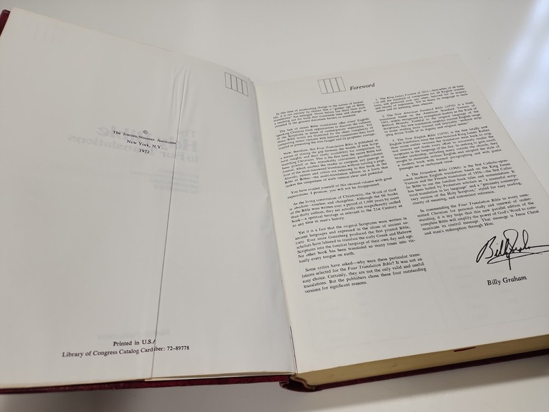 1972 THE HOLY BIBLE in Four Translations Parallel Edition LARGE Hardcover gallery