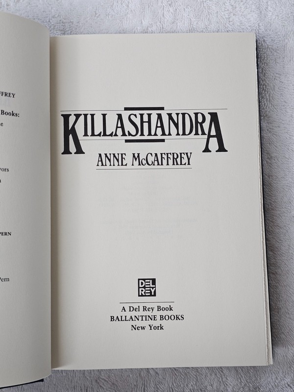 Killashandra by Anne McCaffrey 1st Edition 1st printing 1985- HC/DJ Whelan Cover gallery