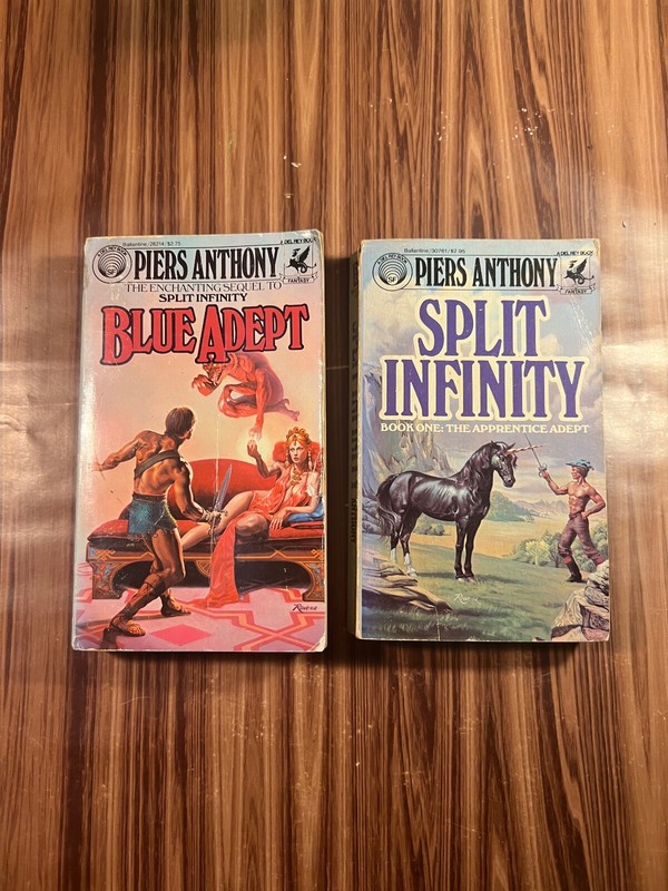 Piers Anthony Split Infinity Blue Adept Paperback Book Lot Sci-Fi Vintage 80's gallery
