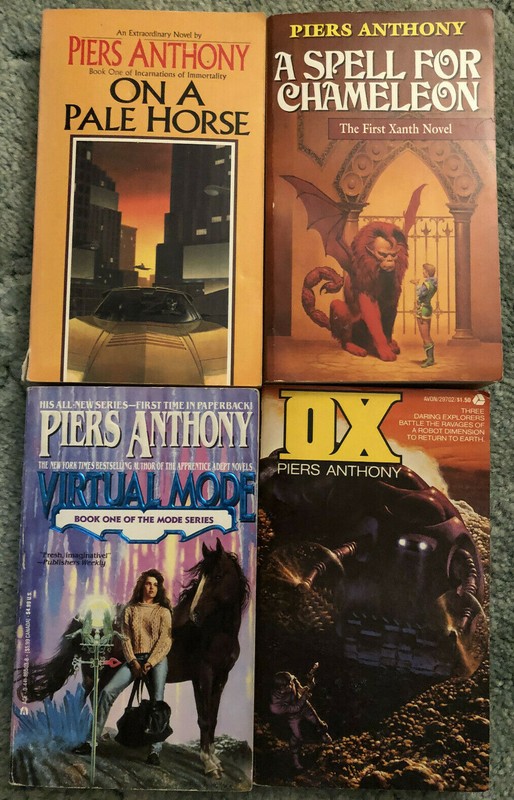 Piers Anthony, lot of 4 books (book 1 in series) Xanth, Mode, Incar of Immor, OX