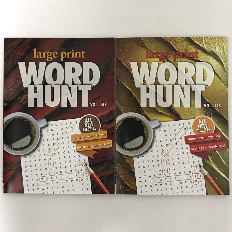 2X Large Print Word Hunt Search PaPP Puzzle Books, Vol 145 & 148 | MEMORY HEALTH