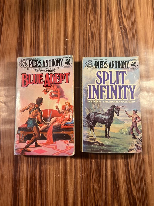 Piers Anthony Split Infinity Blue Adept Paperback Book Lot Sci-Fi Vintage 80's gallery