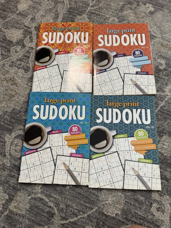 Papp Publishing Large Print Sudoku Lot of 4 Vol 31 33 34 36 80 Each