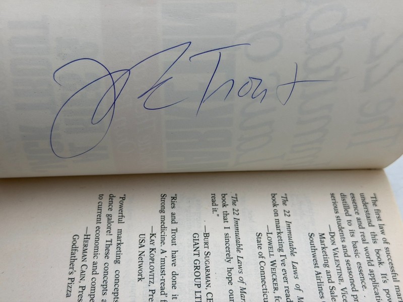 SIGNED- The 22 Immutable Laws of Marketing by AL Ries & Jack Trout
