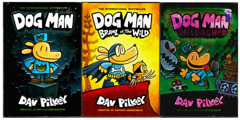 Set of Three DOG MAN Books by Dav Pilkey Hardcover Graphic Novel Comics 2021